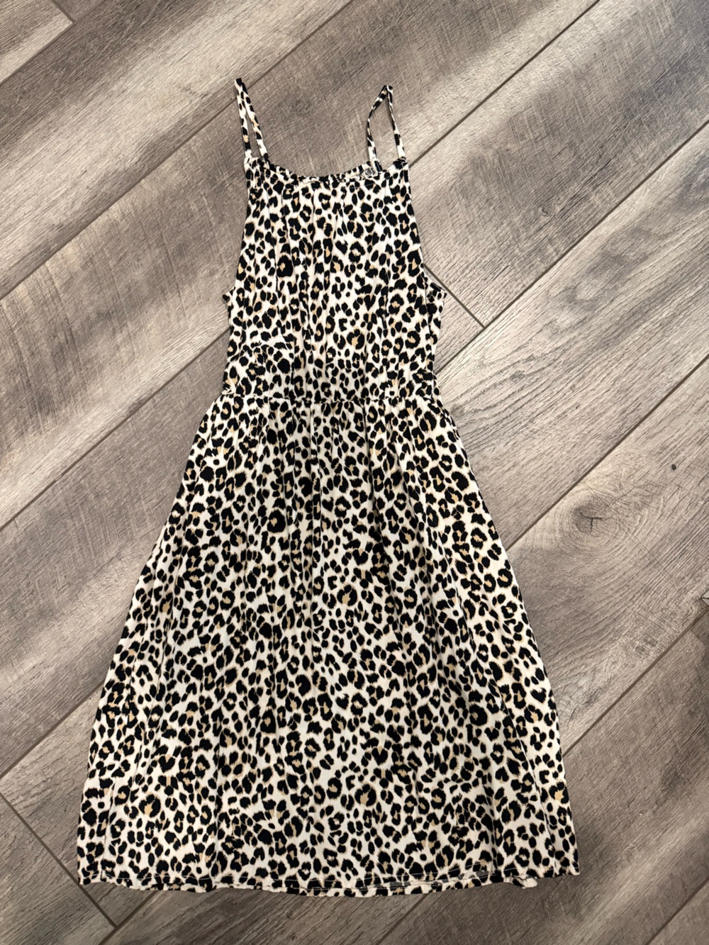Old Navy Cream and Black Leopard Print Sundress